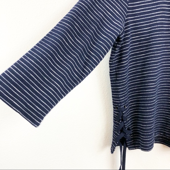 Madewell | Side Lace Navy Stripe Sweater - Picture 5 of 6